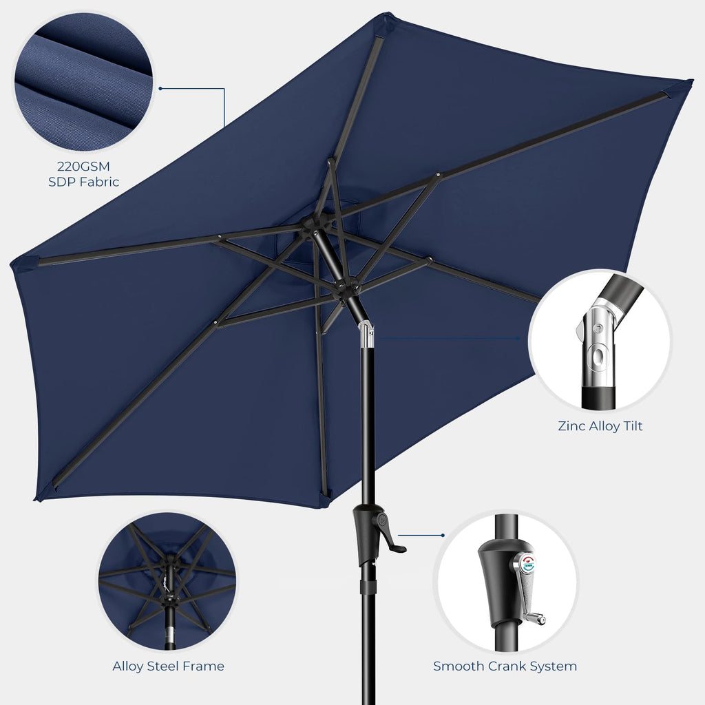 9FT Outdoor Patio Umbrella Navy Blue Y9360