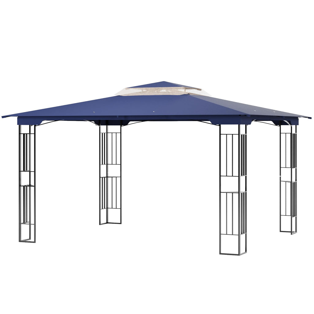 13' x 11' Navy Blue Outdoor Patio Gazebo with Mosquito Netting P186271