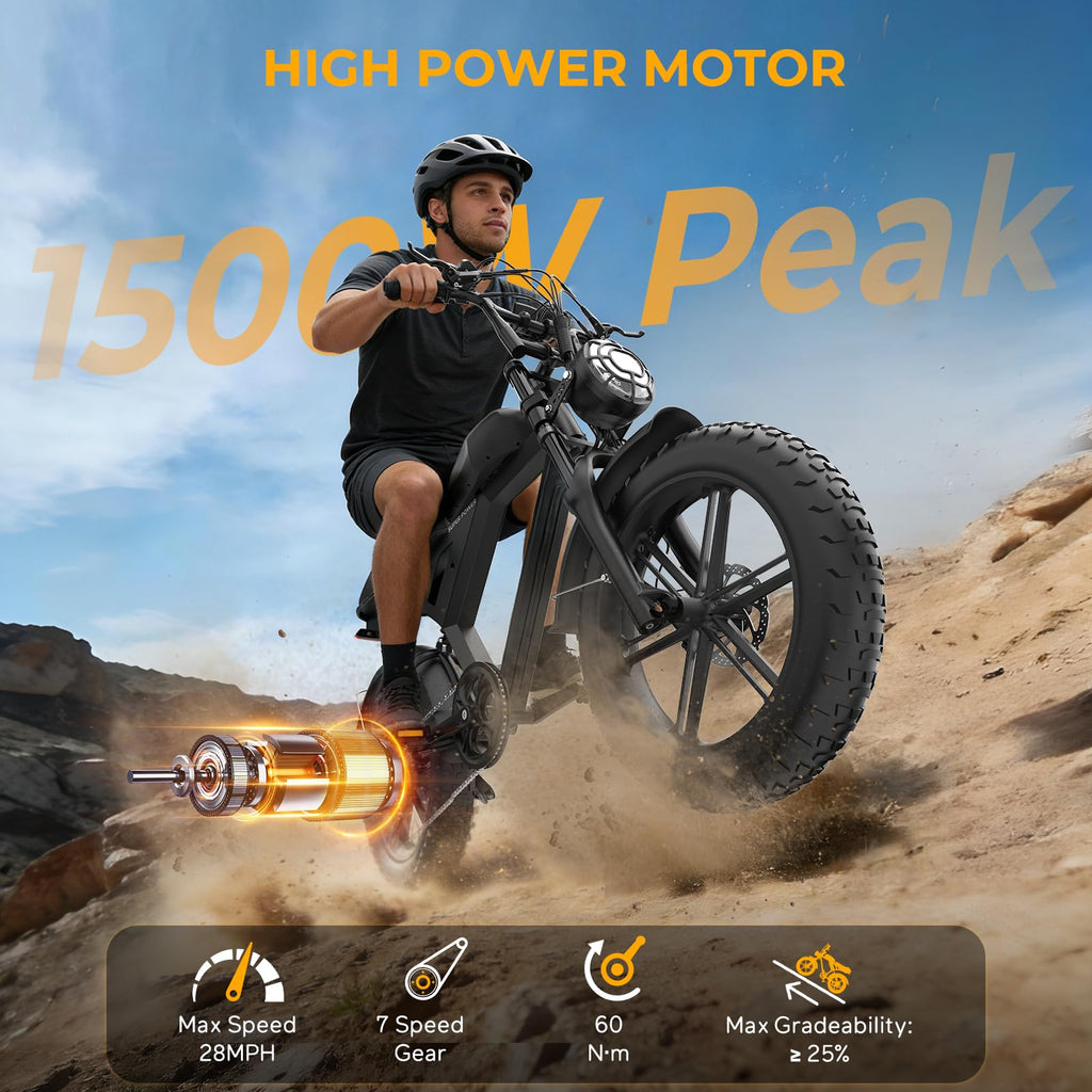 1000W Electric Bike 20" Fat Tire 7-Speed S91770