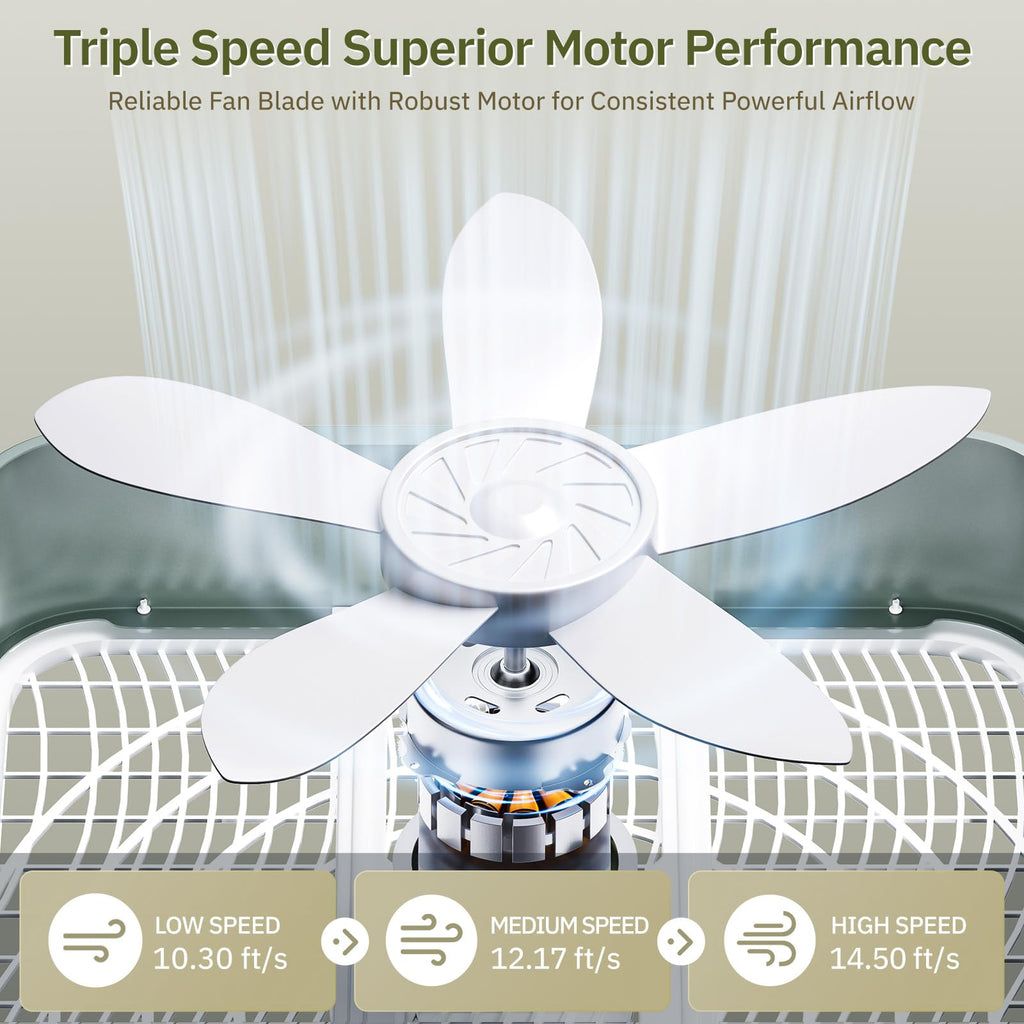 20” 3-Speed Box Fan with Safety Grill, White F155324
