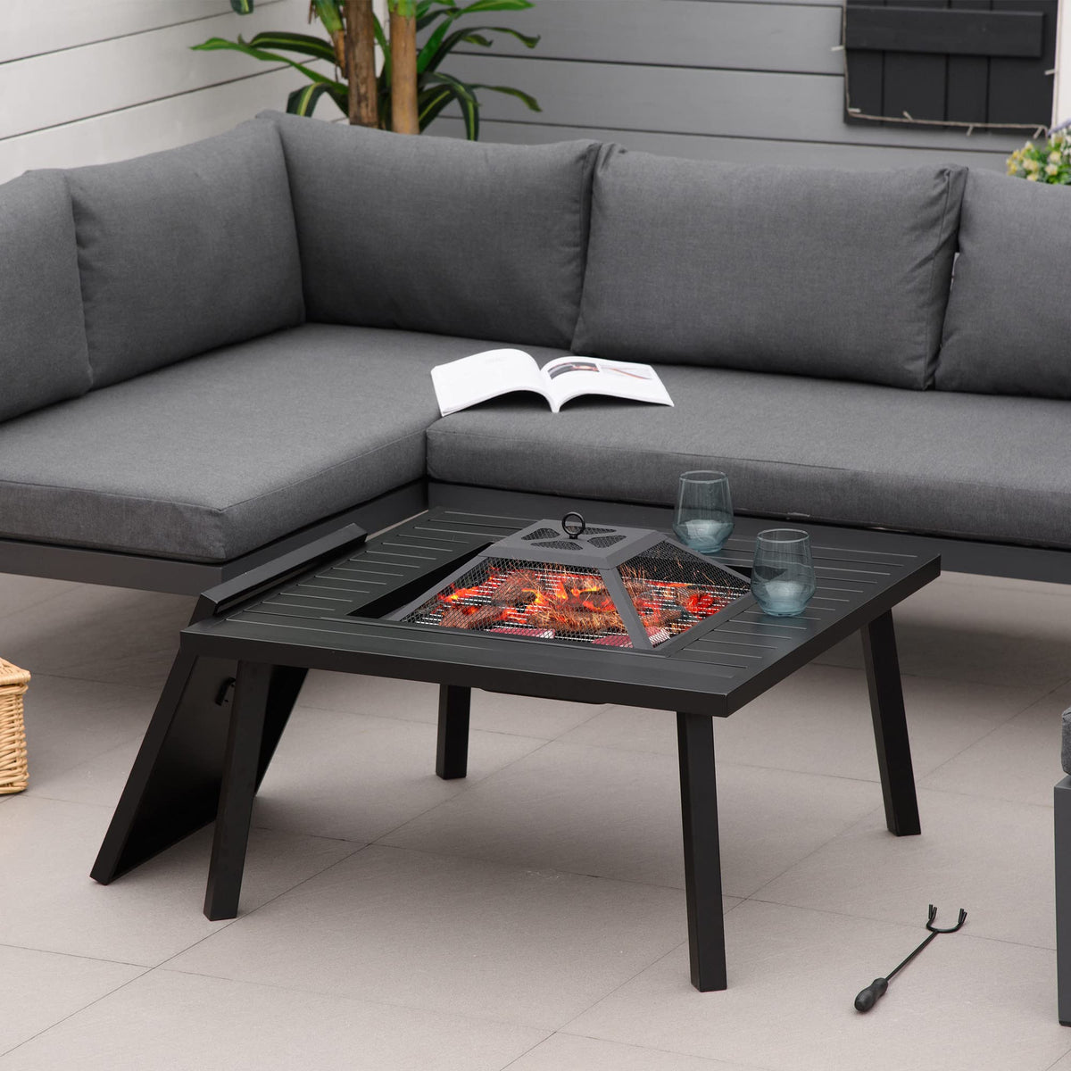 34-Inch Wood Burning Fire Pit with Grill B280304