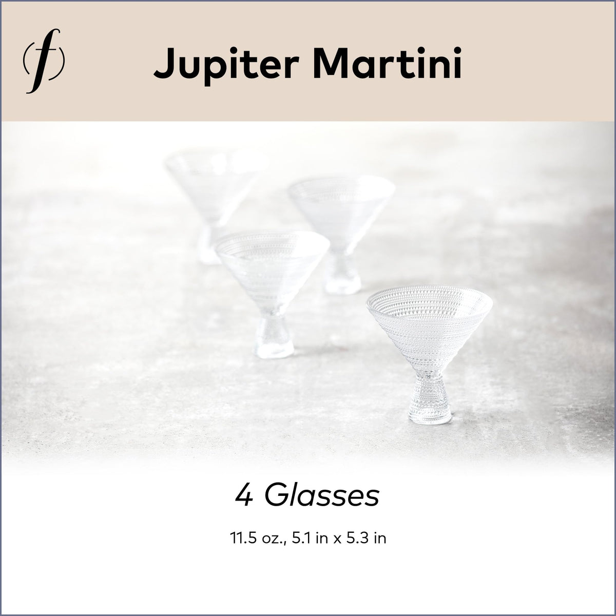 Clear 11.5 Ounce Glass Martini Set of 4 X926210