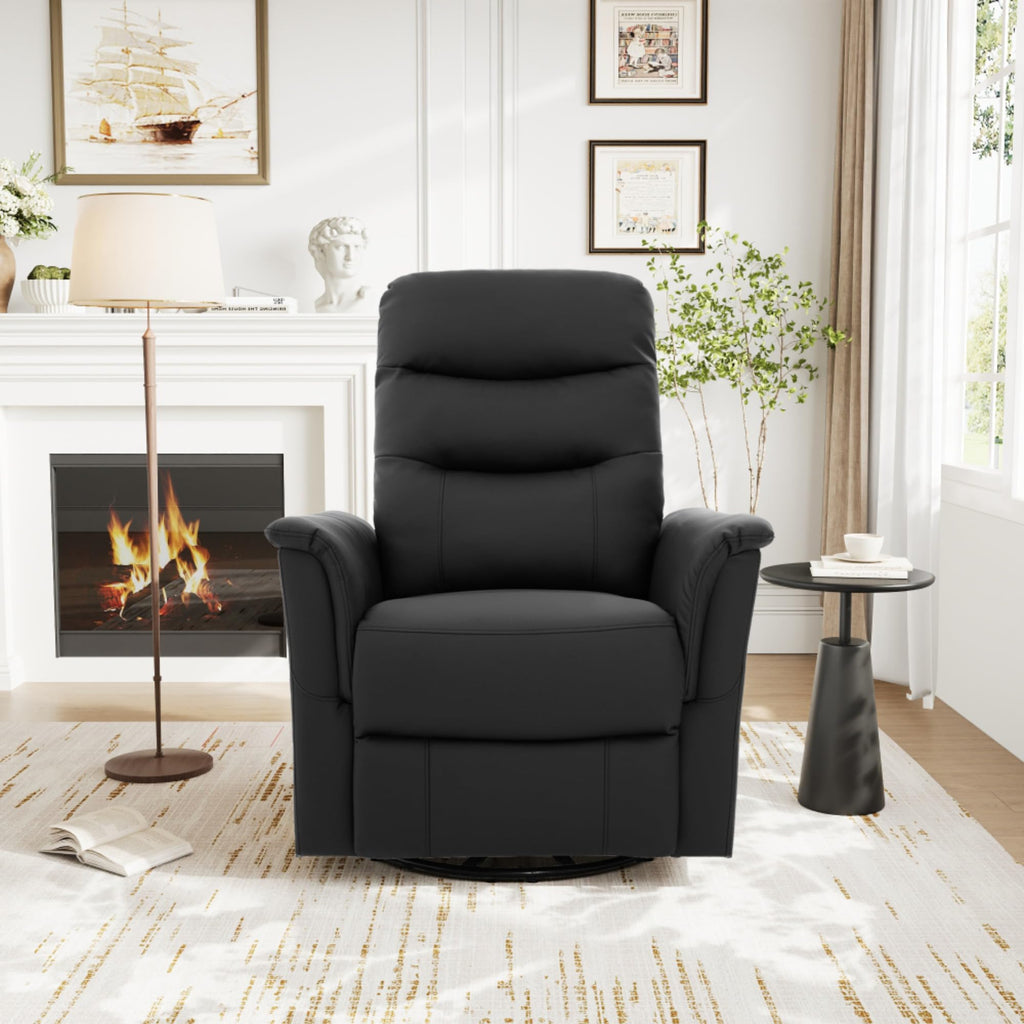 Black Boucle Swivel Rocker Glider Lounge Chair U763542