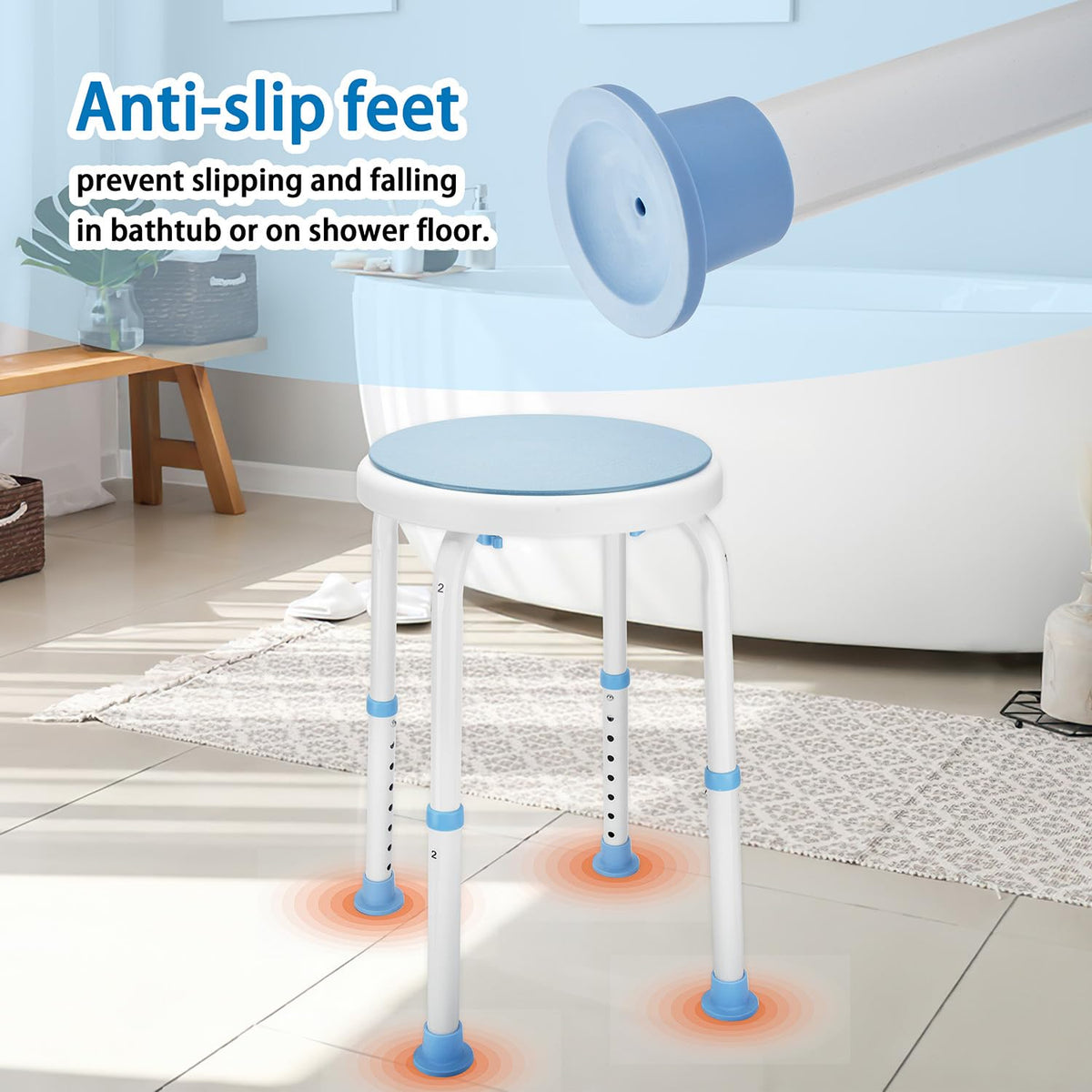 Foldable Adjustable Swivel Bath Seat Shower Chair Stool Z50585