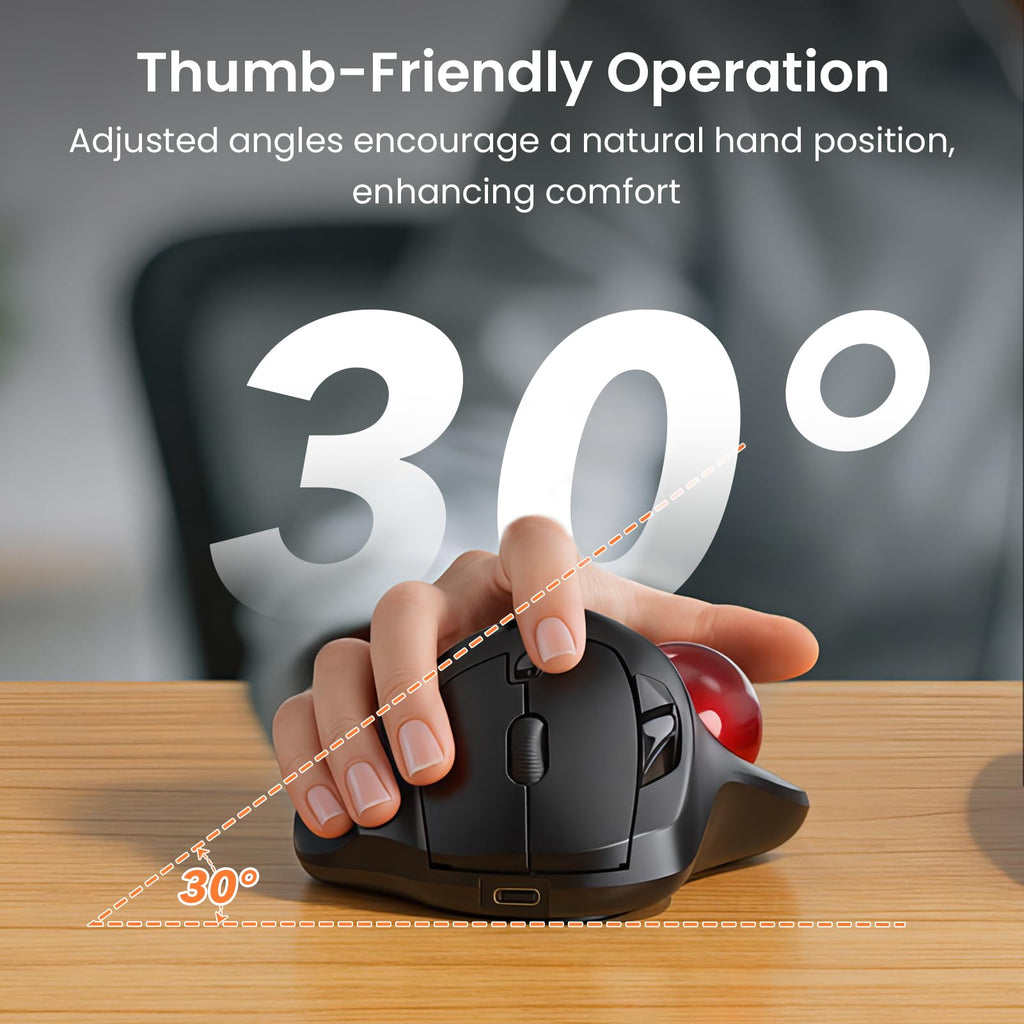 Wireless Rechargeable Thumb Control Trackball Mouse A2953