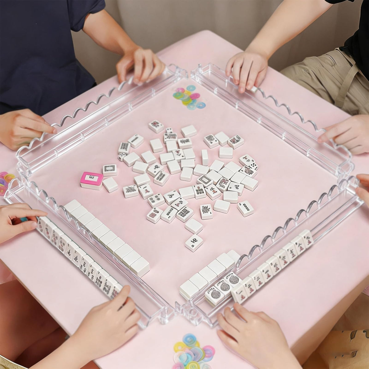 Clear Acrylic Mahjong Racks with Pushers, 4-Pack M6604