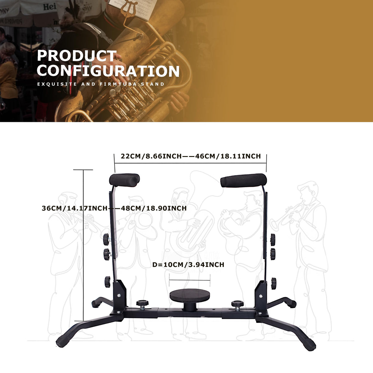 Adjustable Foldable Tuba Stand G306