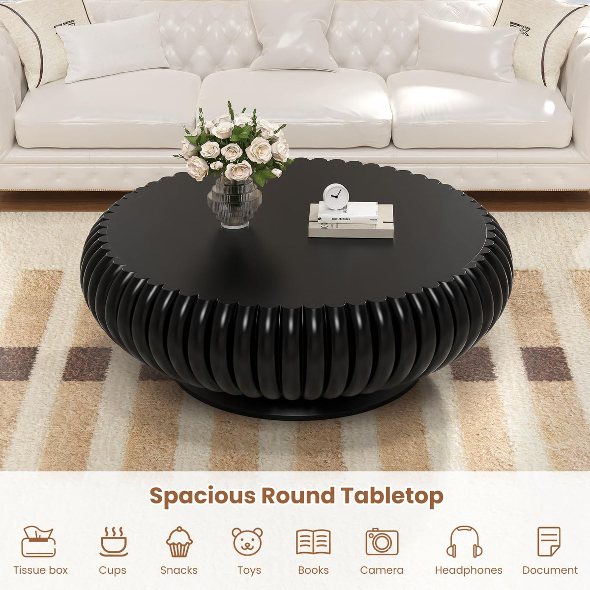 Round Fluted Drum Coffee Table P554407