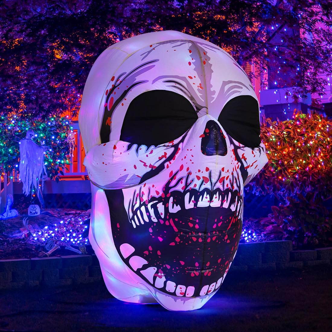 4 FT Halloween Inflatables Skull Outdoor Decorations V349