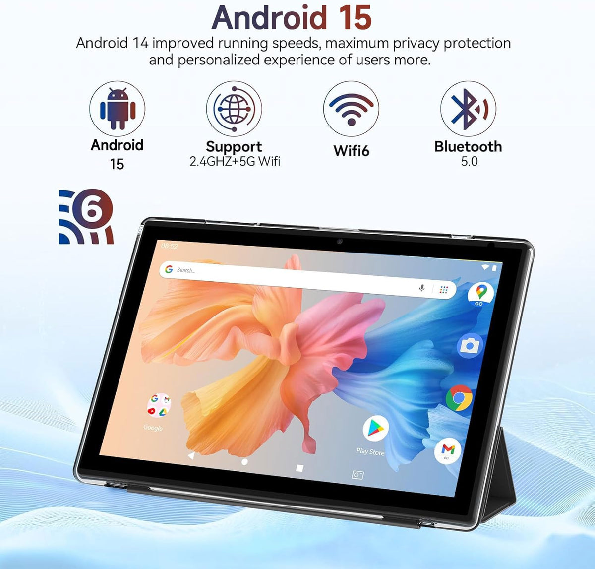 Android 15 Tablet 10 Inch 12GB RAM 64GB ROM 2 in 1 with Keyboard Case Mouse Stylus G30705
