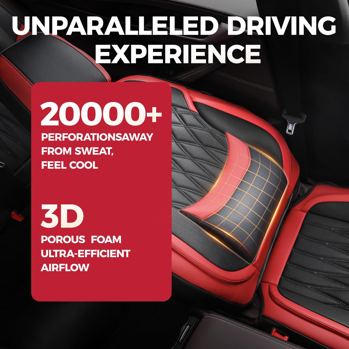 Car Seat Covers Full Set Faux Leather Black Red N807