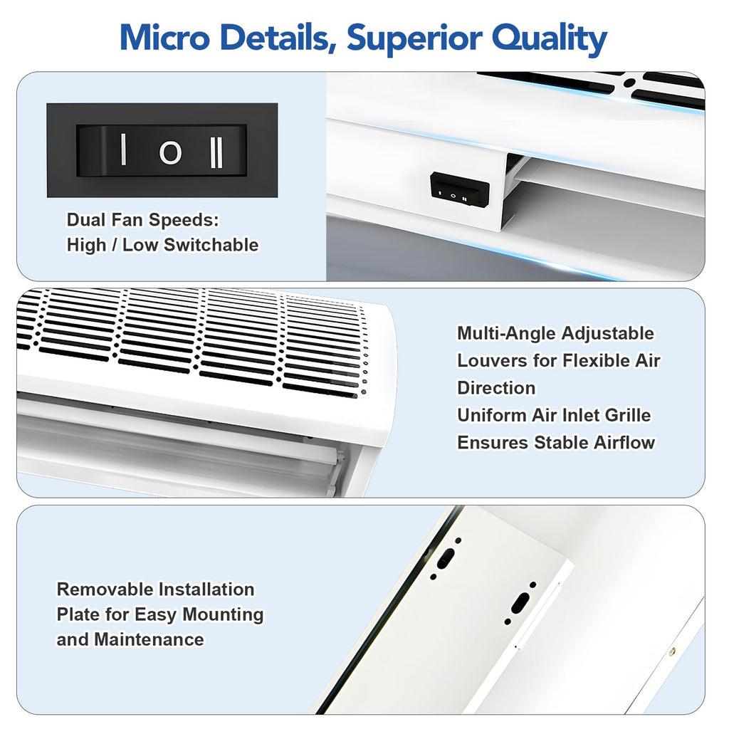 Wall Mounted Air Curtain 36 Inch Adjustable 2 Speed Y2306