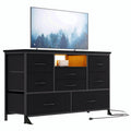 Black 8 Drawer Fabric Dresser TV Stand I181