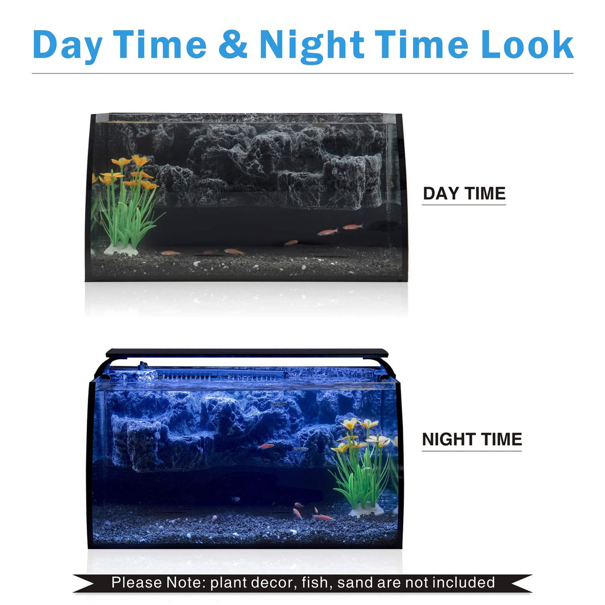 8 Gallon LED Glass Aquarium Kit with 3D Rockery Background B741