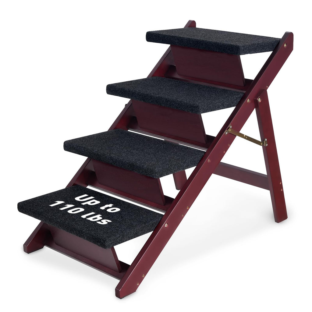 Foldable 4 Steps Wooden Dog Stairs Y964929