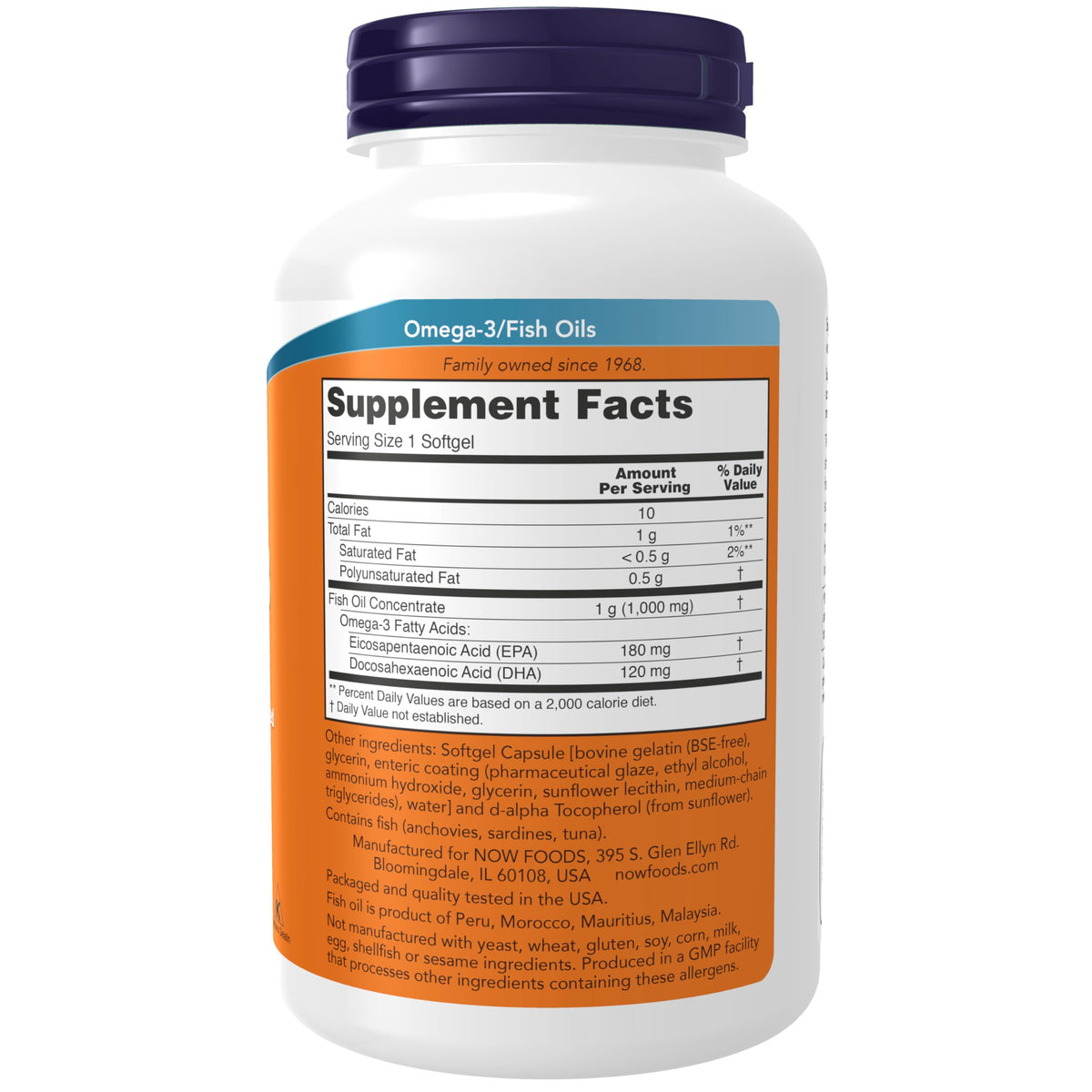Omega-3 180 EPA / 120 DHA Enteric Coated 180 Softgels H924