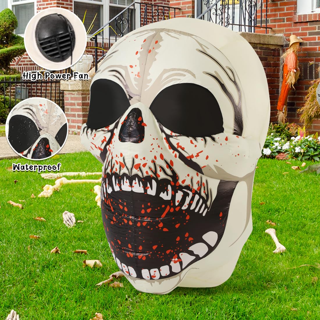 4 FT Halloween Inflatables Skull Outdoor Decorations V349