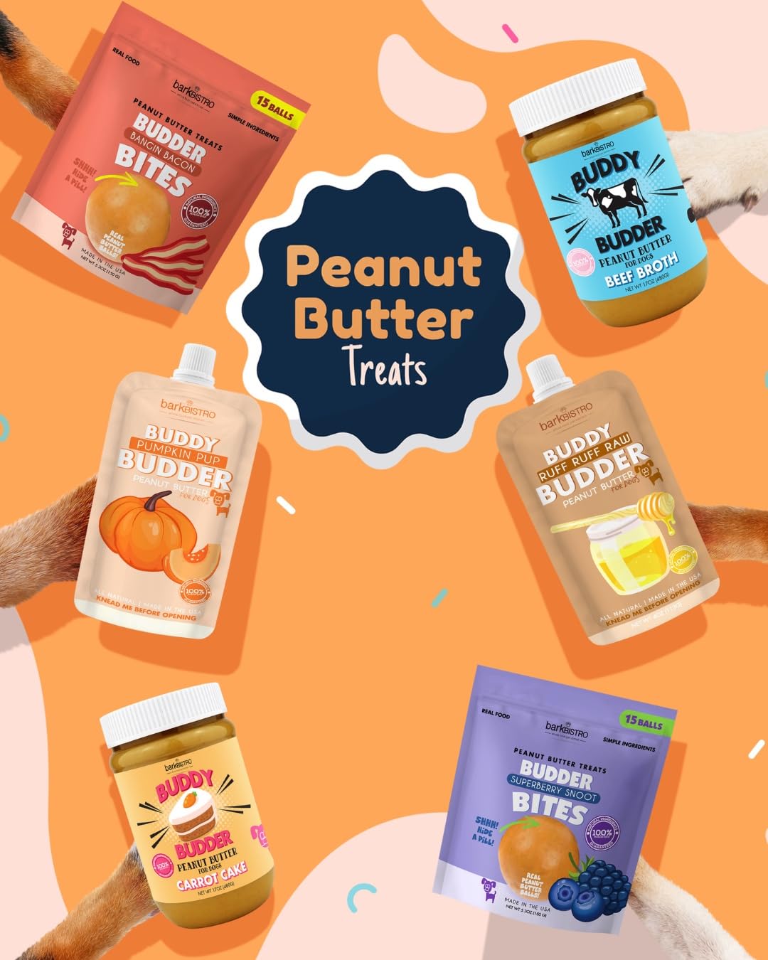 3pk Natural Dog Peanut Butter 4oz Pouches X3424