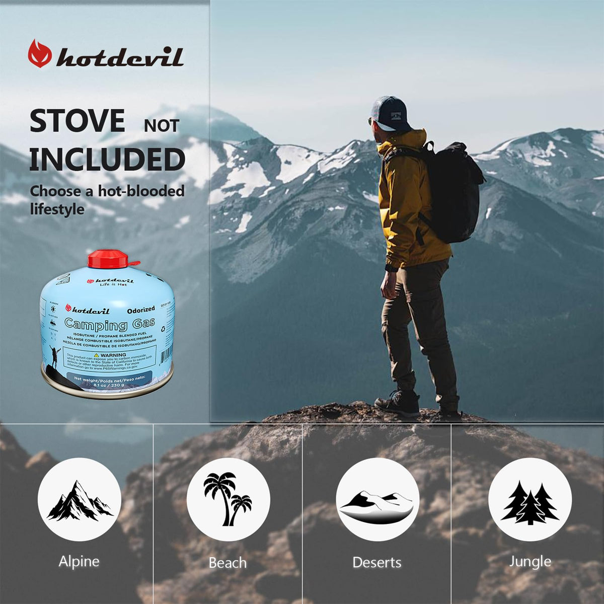 Isobutane Fuel Canister 230 Gram Camping Stove Fuel 8.1oz 4 packs P394595
