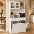 68.4" White Kitchen Pantry Storage Cabinet with Shelf, 2 Drawers and Tilt Out Trash Cabinet D10378