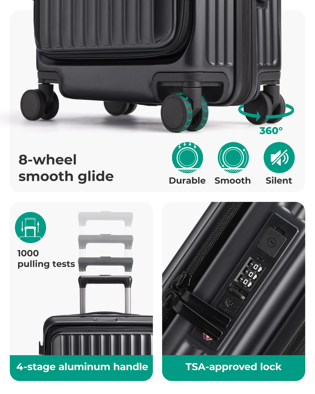 20" Expandable Carry-On Black J1046