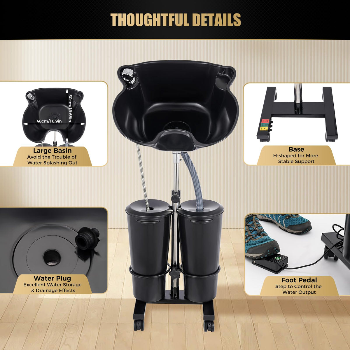 Portable Shampoo Bowl with Electric Pump D7852