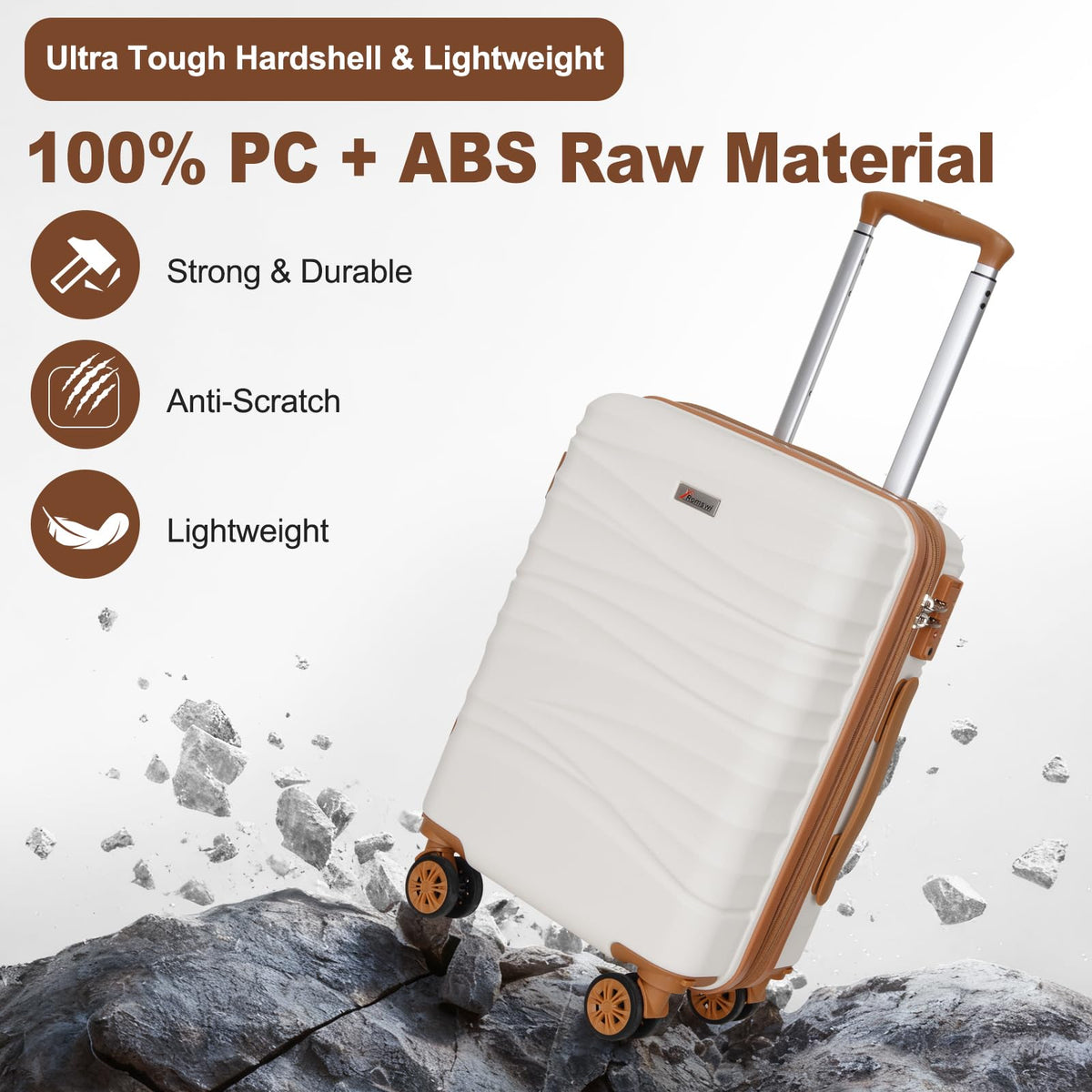 Expandable 21" Carry On Hardshell Luggage with Spinner Wheels, White J660204