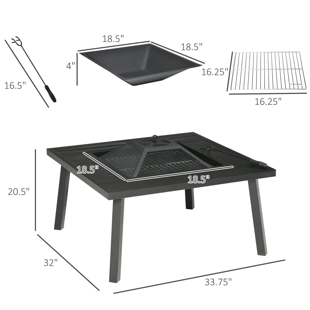 34-Inch Wood Burning Fire Pit with Grill B280304