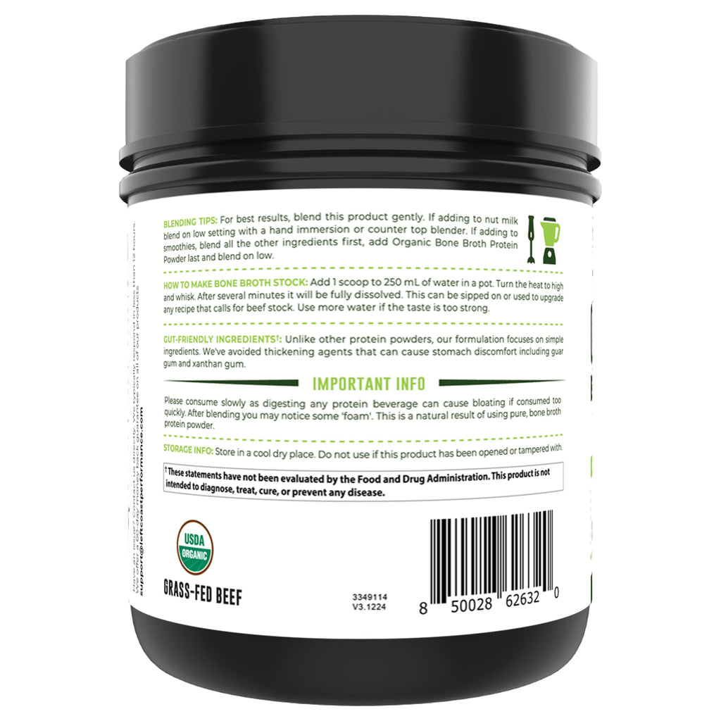 Organic Grass Fed Beef Bone Broth Protein Powder 16oz E1542