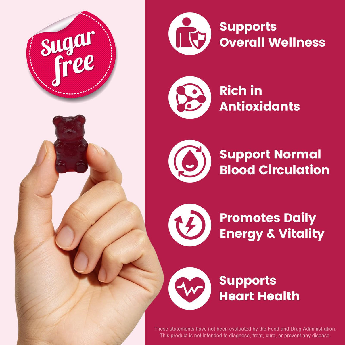 Beet Root Gummies with CoQ10, L-Arginine & Grape Seed Extract, Vegan, 60 Counts P6839