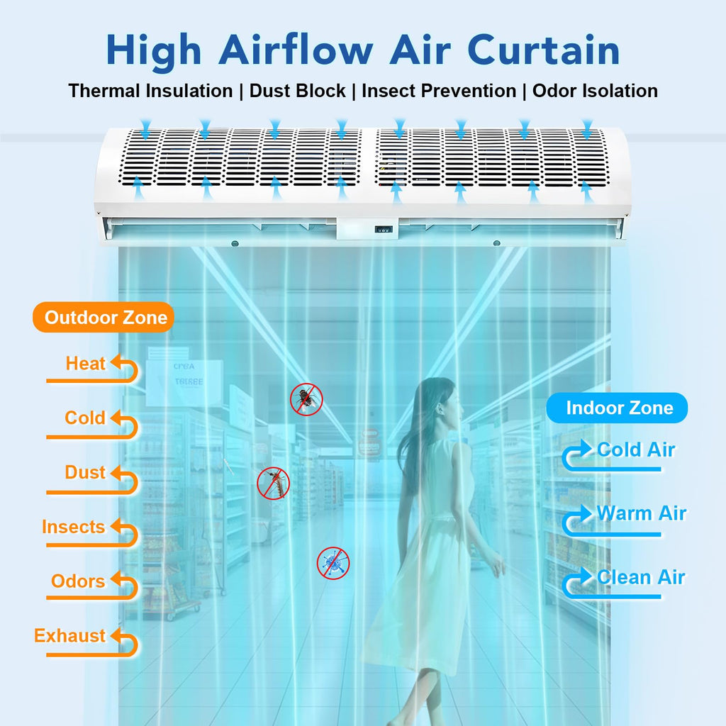 Wall Mounted Air Curtain 36 Inch Adjustable 2 Speed Y2306