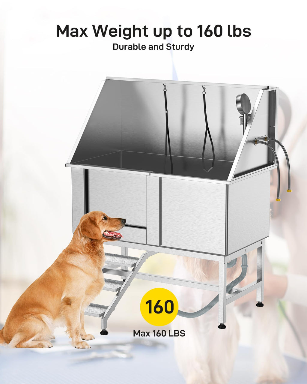 50" Stainless Steel Dog Grooming Bathtub with Faucet Y688