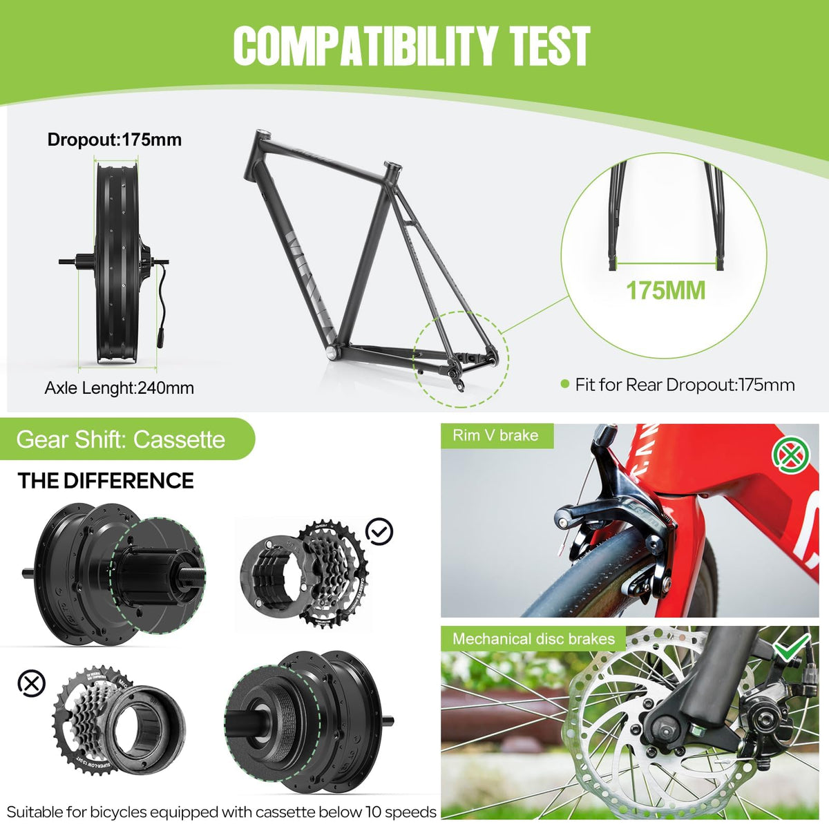 20" 26" 1000W Fat Tire Ebike Conversion Kit D70451