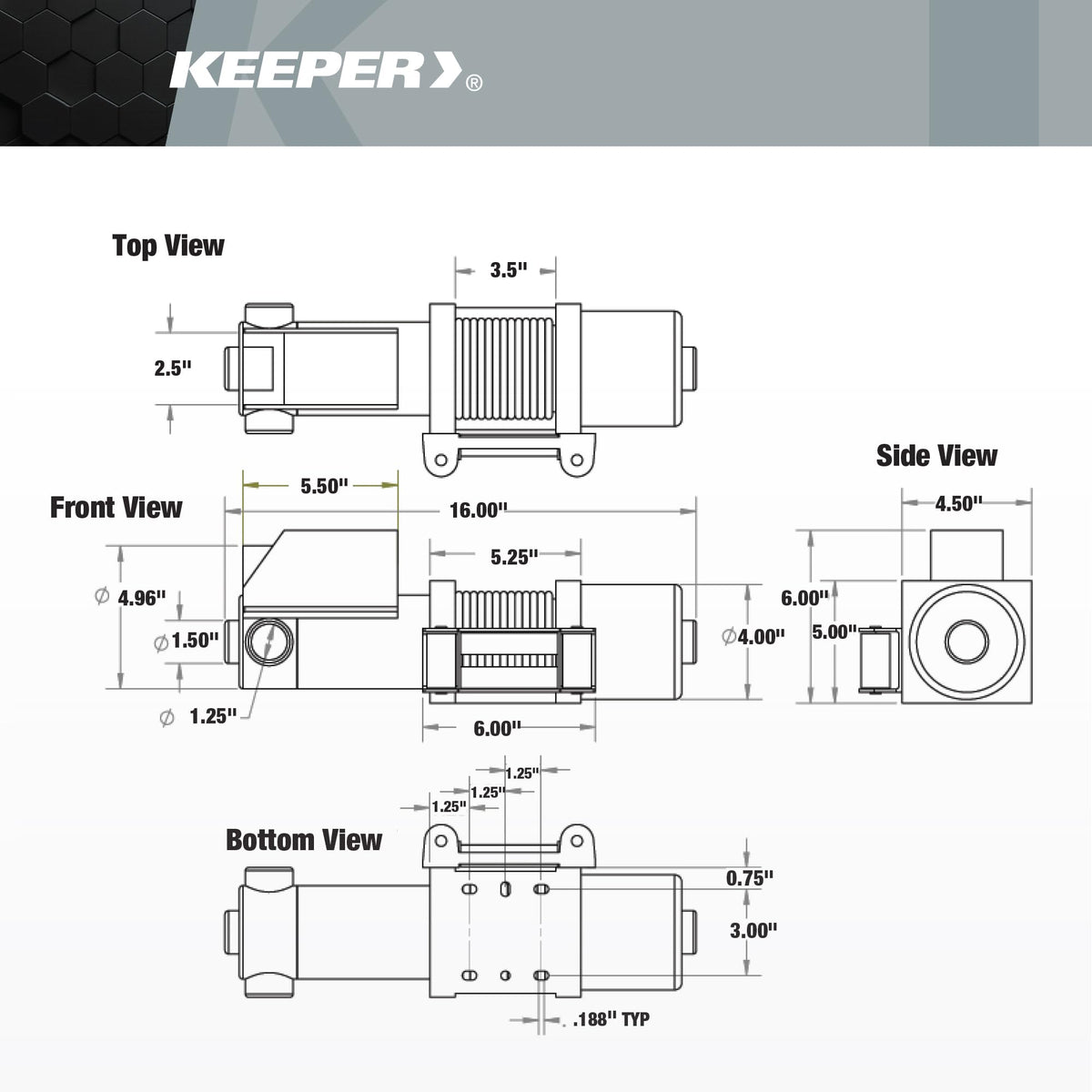 Electric Winch 110/120V AC with Remote 1500 lb. Capacity E6200