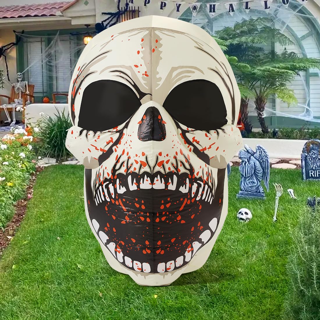 4 FT Halloween Inflatables Skull Outdoor Decorations V349