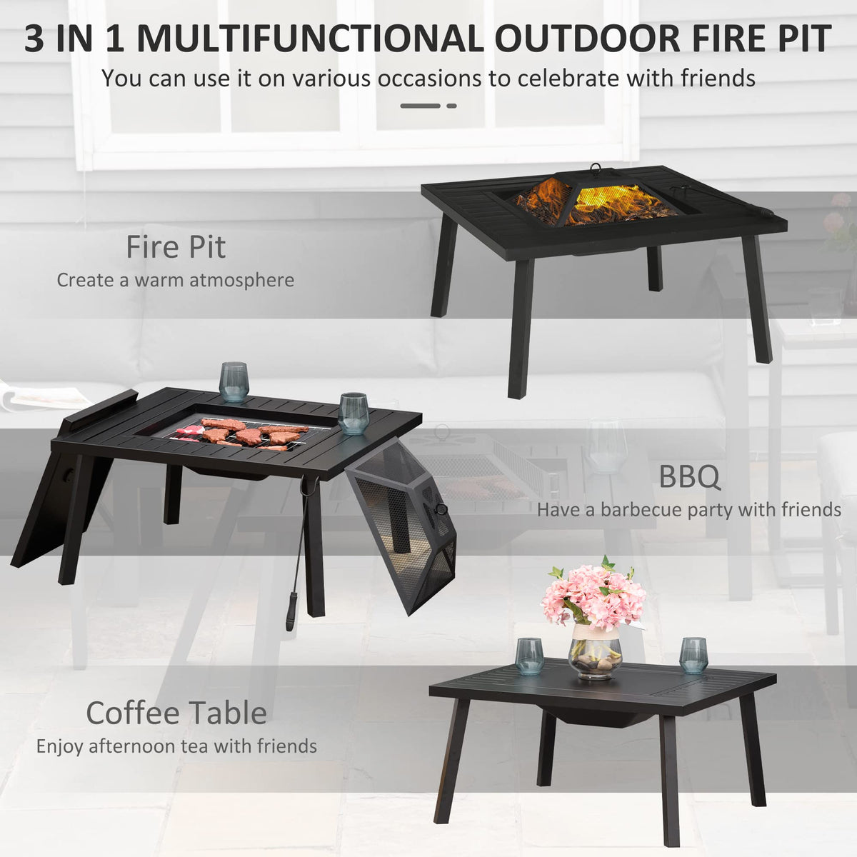 34-Inch Wood Burning Fire Pit with Grill B280304