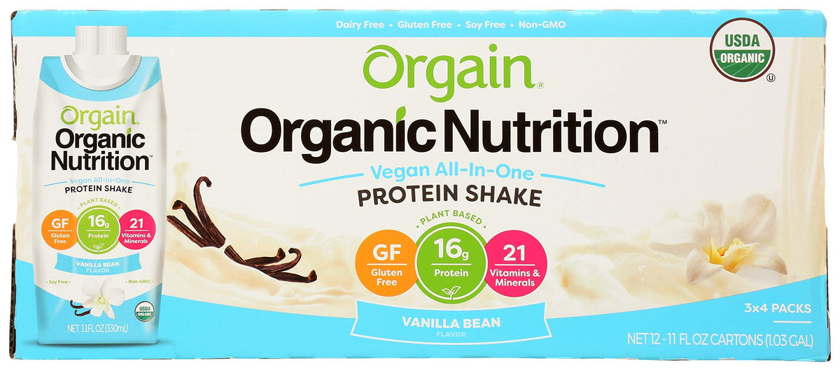 Organic Vegan Plant Based Nutritional Shake Vanilla Bean 11 Ounce 12 Count P749