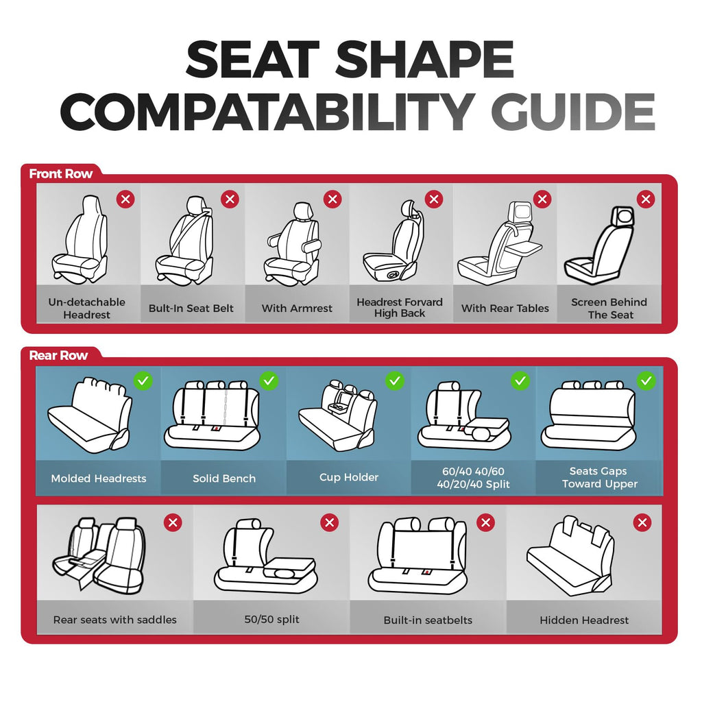 Car Seat Covers Full Set Faux Leather Black Red N807