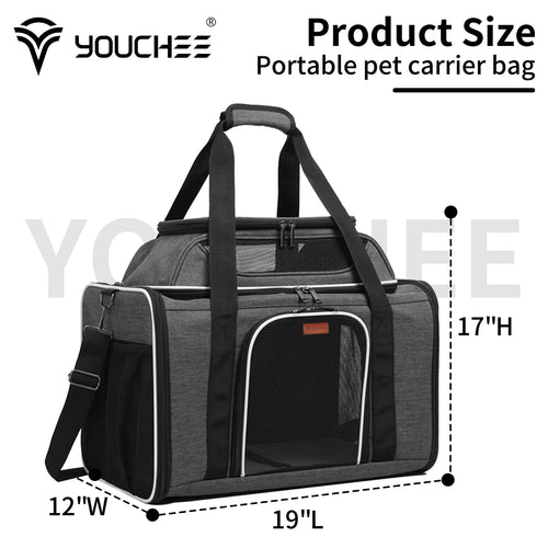 19" Large Soft-Sided Pet Carrier with Mesh, Grey J166259