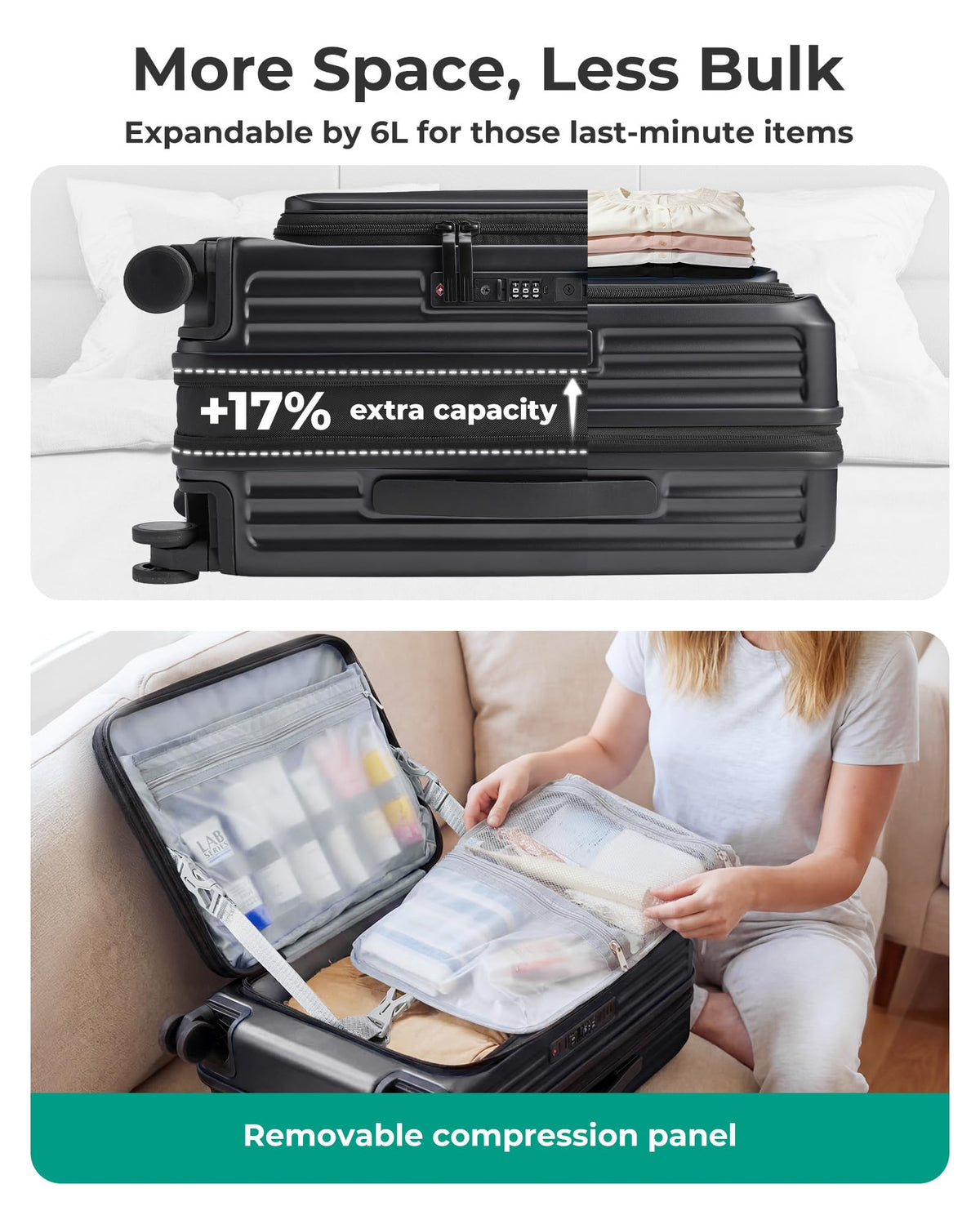 20" Expandable Carry-On Black J1046