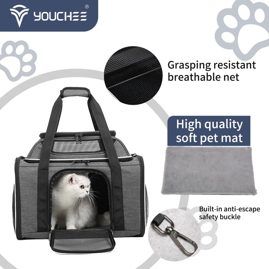 19" Large Soft-Sided Pet Carrier with Mesh, Grey J166259