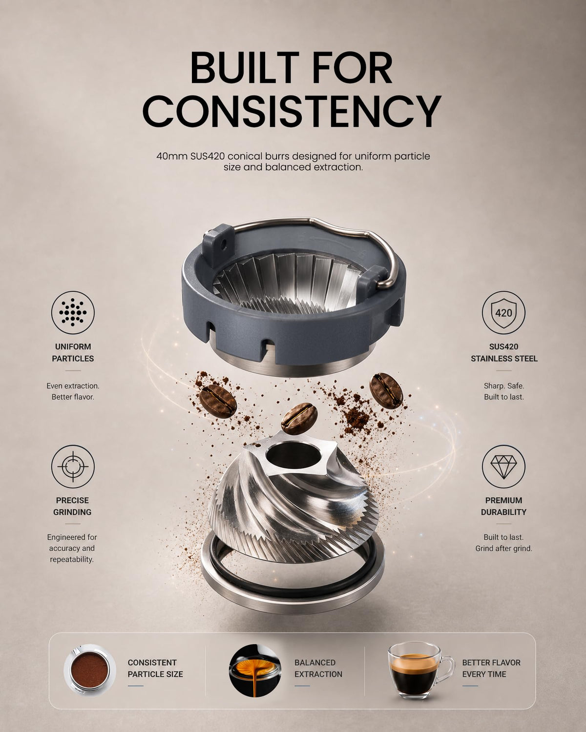 Electric Burr Coffee Grinder with 51 Grind Settings E282962