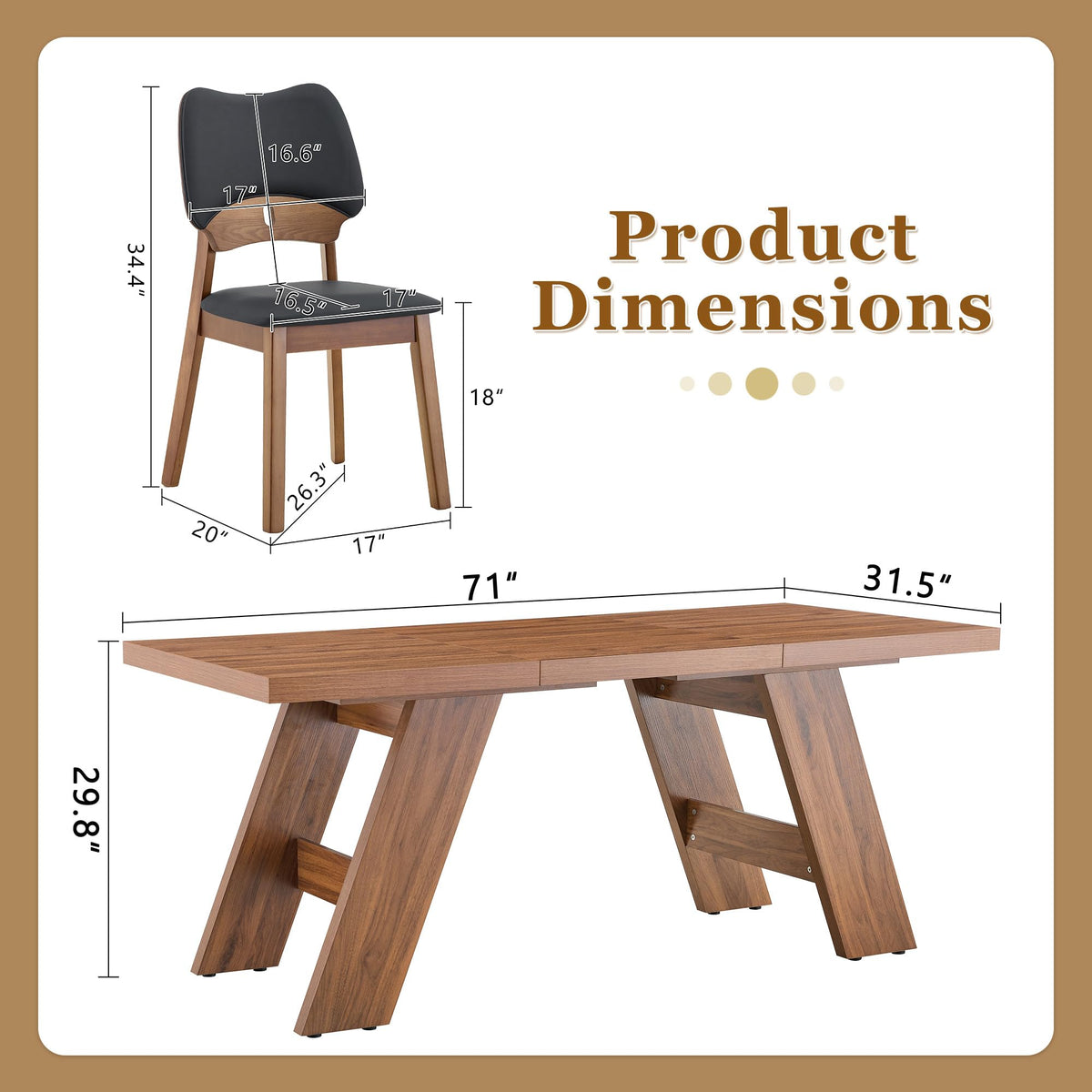 71" Wood Dining Table Set for 8 L707