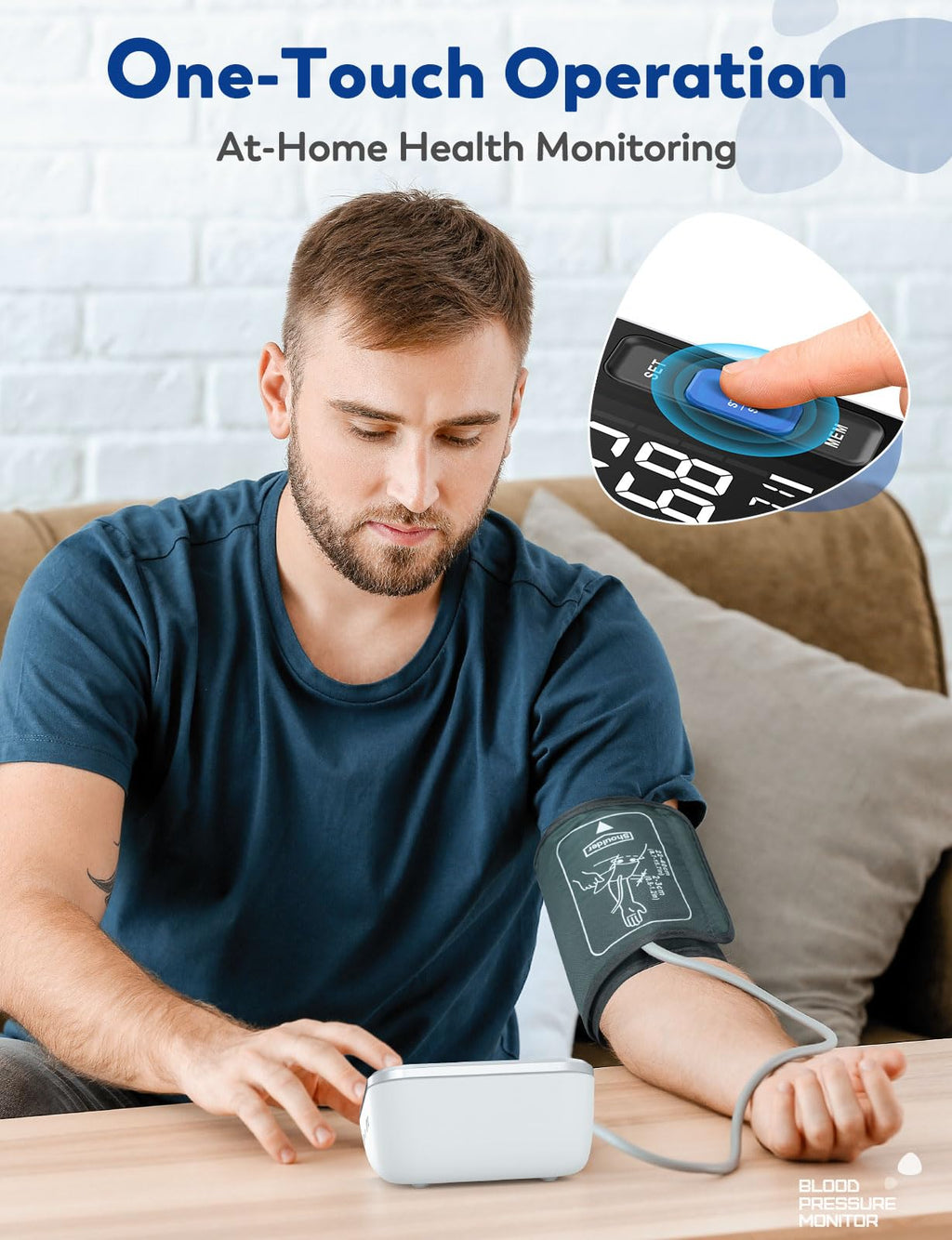 Upper Arm Blood Pressure Monitor with Backlight Display 2 Users Memory T530