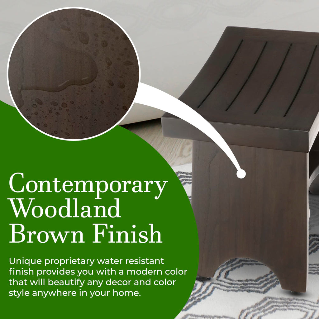 18" Solid Teak Shower Bench with Adjustable Feet C6839