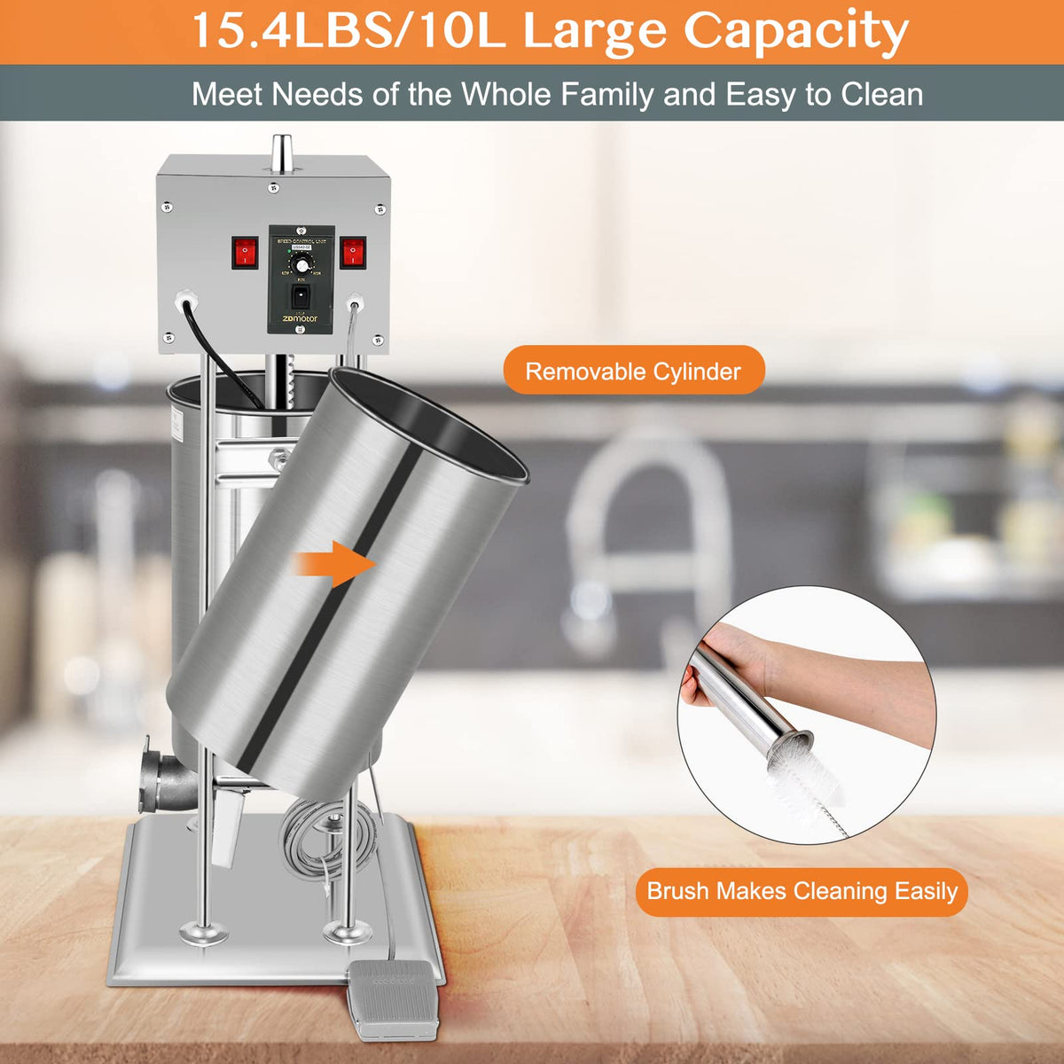 10L Electric Stainless Steel Sausage Stuffer with 5 Stuffing Tubes P736