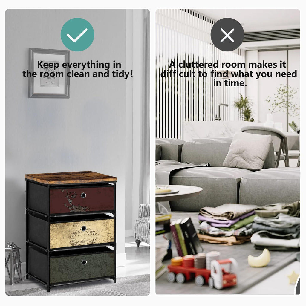3 Drawer Fabric Nightstand K519383