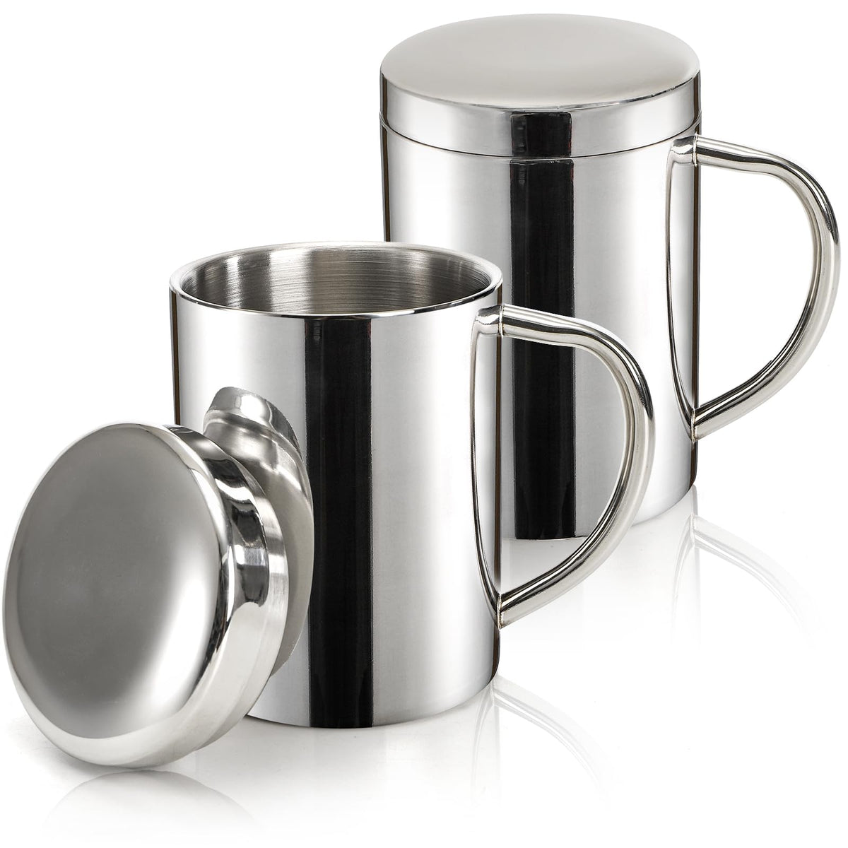 2 Pack 13.5 oz Stainless Steel Insulated Mugs with Lid and Handle J372236