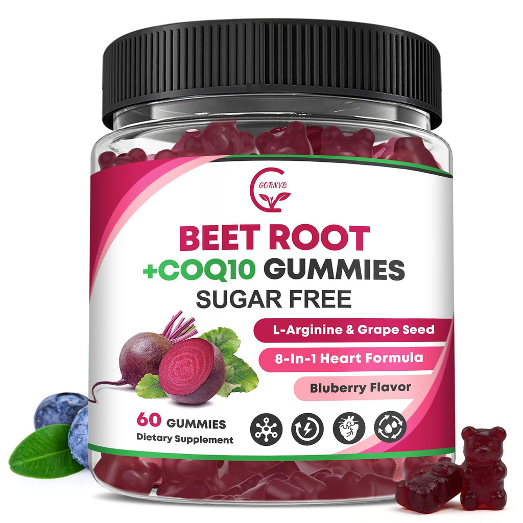 Beet Root Gummies with CoQ10, L-Arginine & Grape Seed Extract, Vegan, 60 Counts P6839
