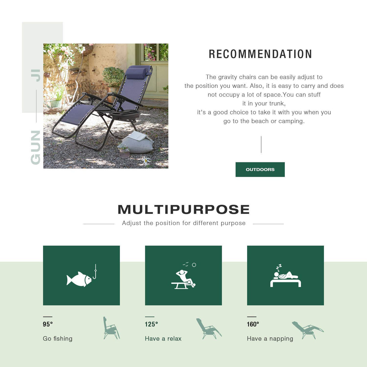 Blue Zero Gravity Folding Lounge Chairs Set of 2 with Cup Holder X98911